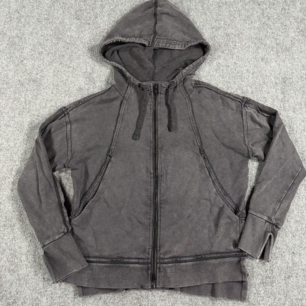 Free‎ People Movement Only One Hoodie Womens XS Faded Black Full Zip Oversized